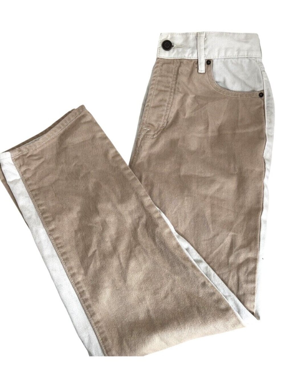 NWOT PacSun Women's High Rise Straight Jeans Two-Tone Beige/White Size 24